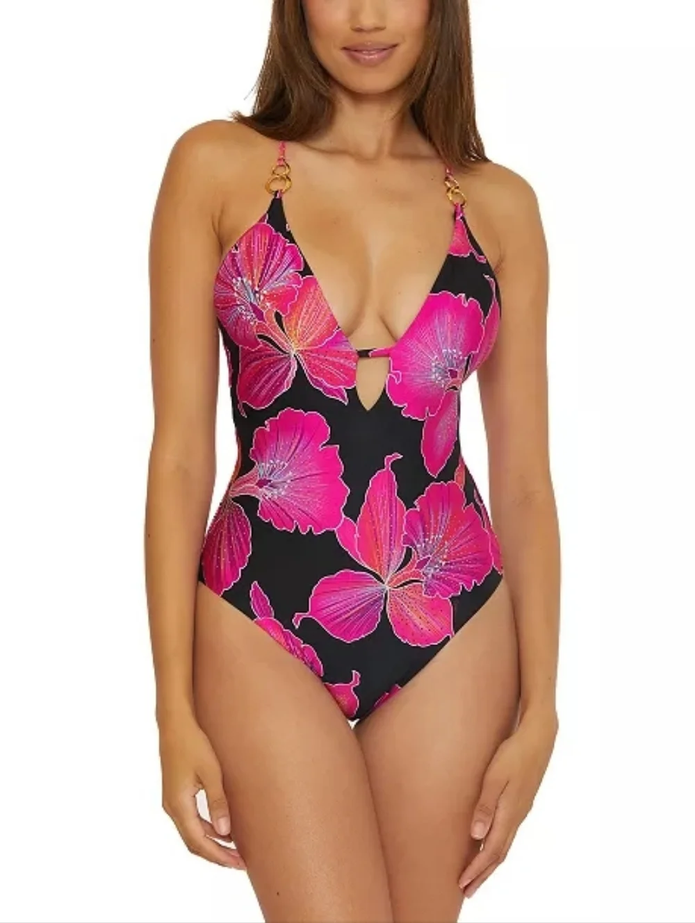 NWT Trina Turk Women's Fleury Strappy-Back One-Piece Swimsuit 10